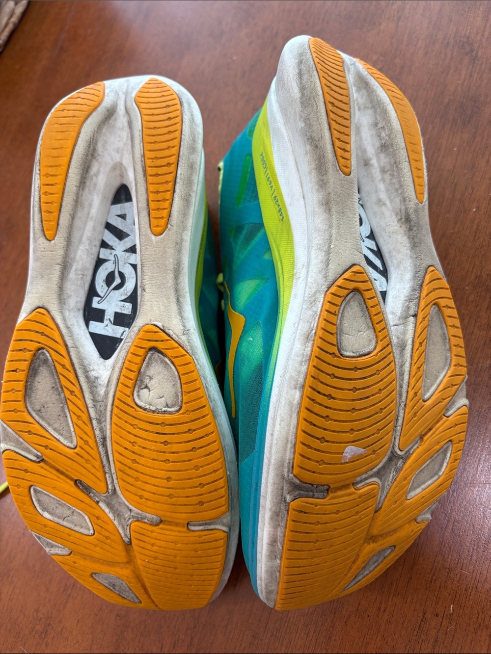 Hoka Women’s Teal & Lime Performance Running Sneakers - Picture 9 of 13